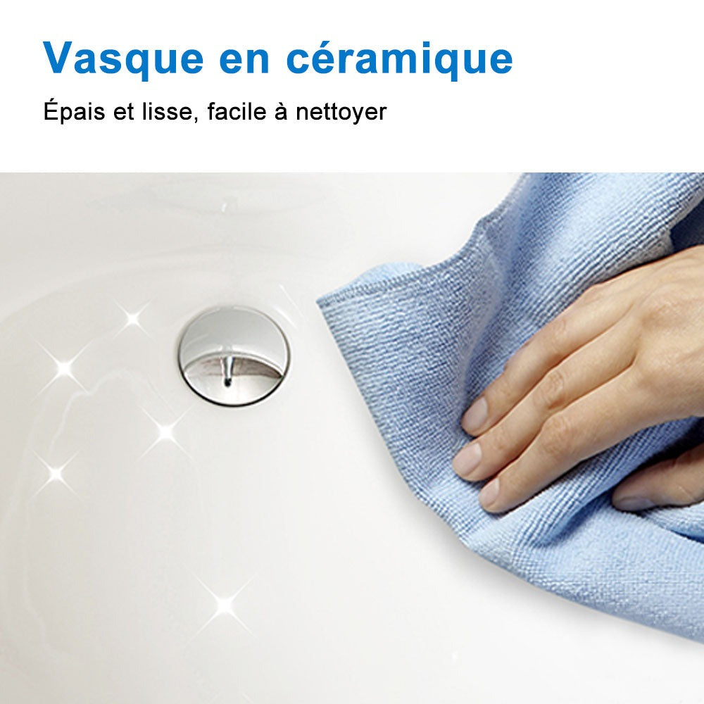Meuble sous-vasque suspendu 80 cm avec vasque en céramique – dans une salle de bain