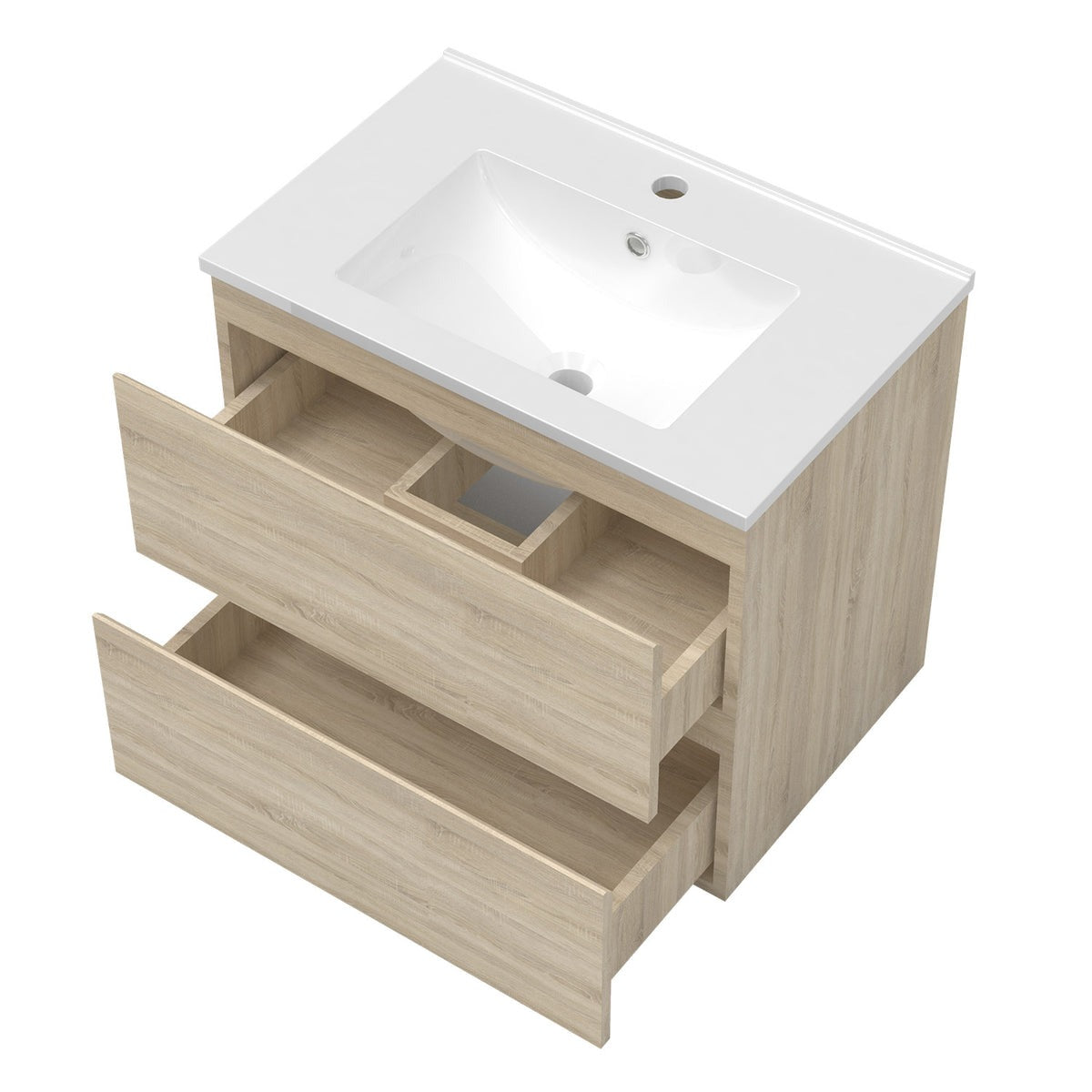 Ensemble de salle de bain 80 cm suspendu : meuble sous-vasque + vasque + colonne – vue produit et dimensions