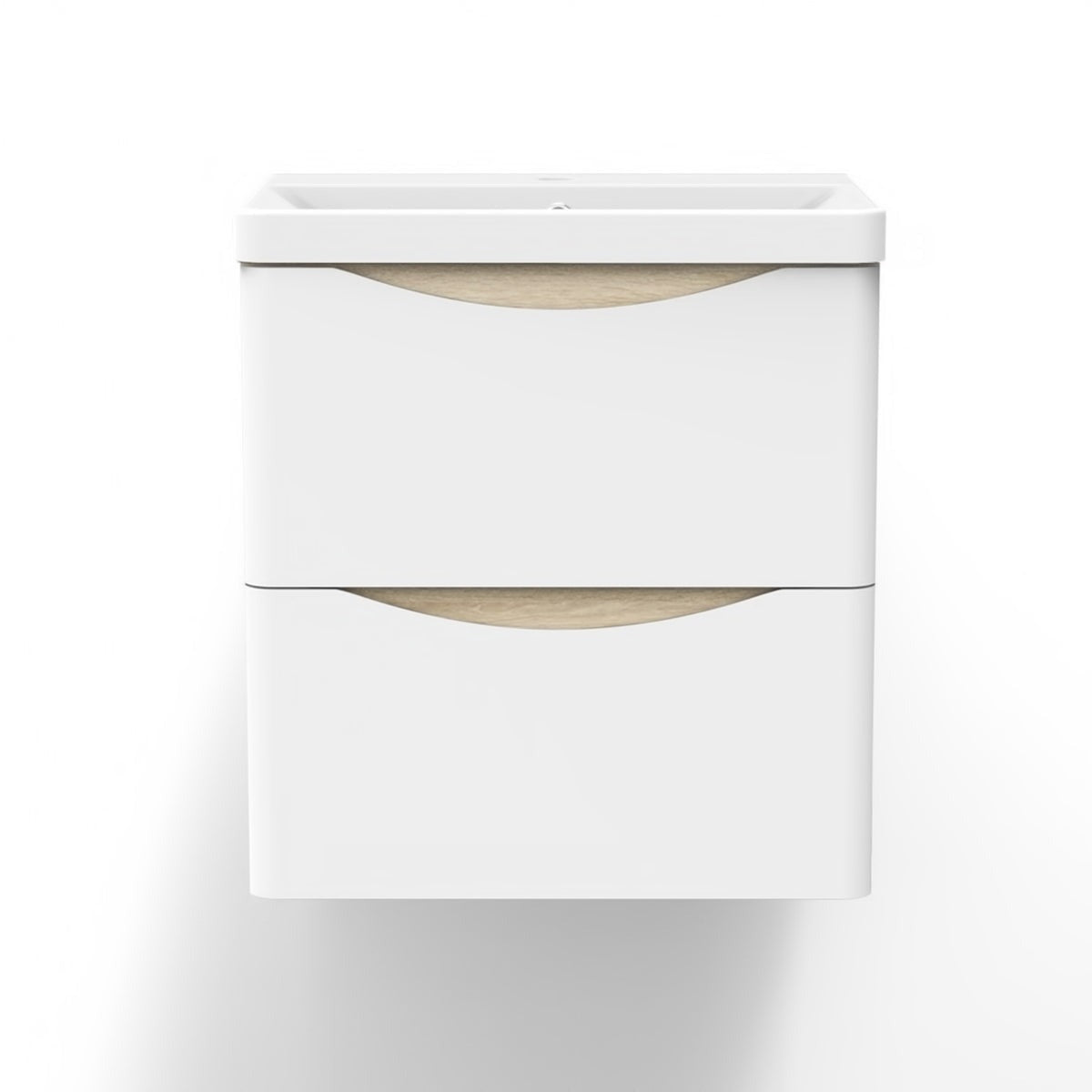 Meuble sous-vasque suspendu avec vasque en résine – vue produit et dimensions