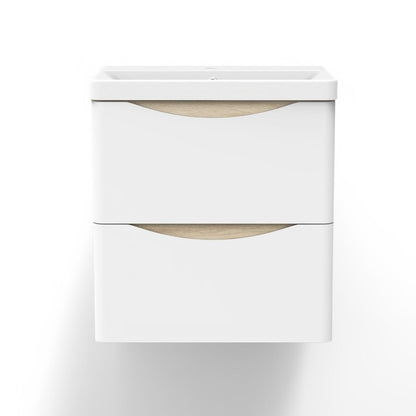 Meuble sous-vasque suspendu avec vasque en résine – vue produit et dimensions