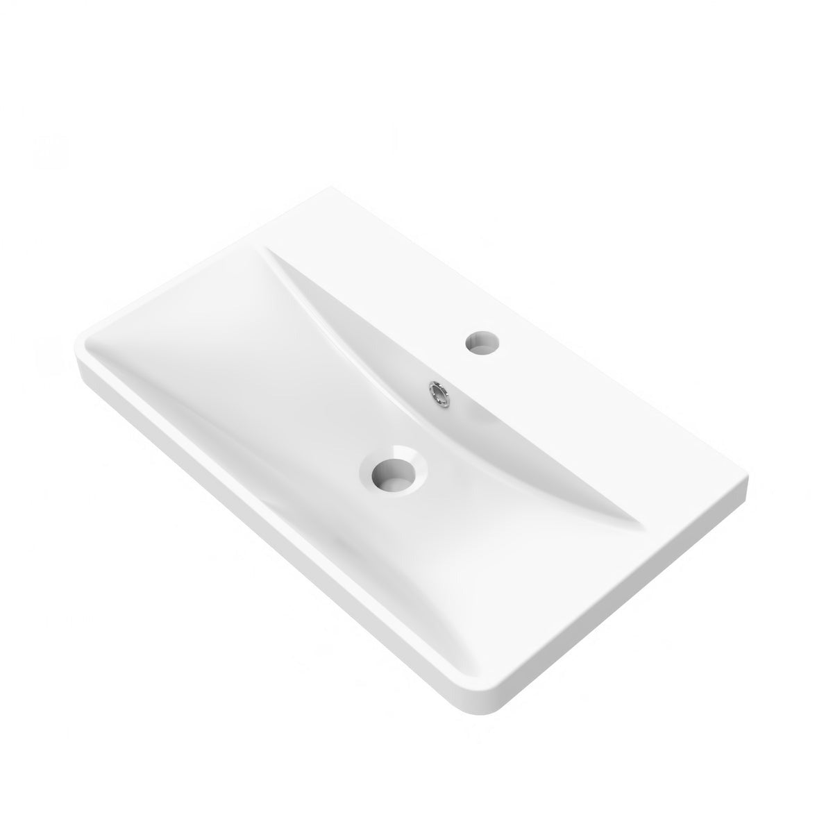 Meuble sous-vasque suspendu avec vasque en résine – vue produit et dimensions