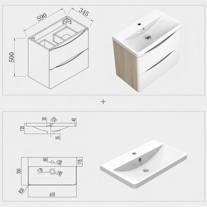 Meuble sous-vasque suspendu avec vasque en résine – dans une salle de bain