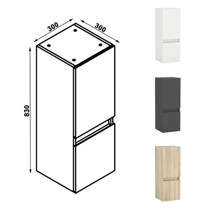 Colonne de salle de bain à suspendre 30 x 30 x 83 cm – vue produit et dimensions