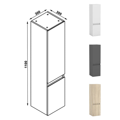 Colonne de salle de bain à suspendre 30 x 30 x 110 cm – vue produit et dimensions