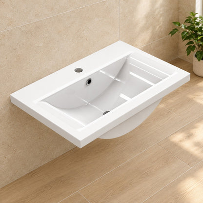 Vasque à encastrer en céramique blanche 51 x 48 cm – dans une salle de bain