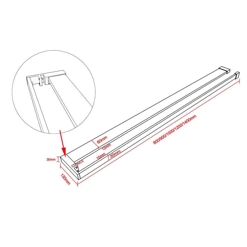 Étagère de douche avec porte-serviettes 2 en 1 pour paroi à – schéma et dimensions