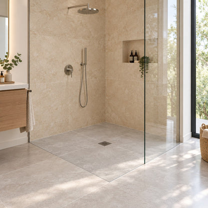 Receveur de douche à carreler recoupable pour douche à l'italienne – ambiance salle de bain