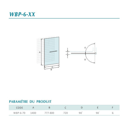 Pare-baignoire avec ouverture pivotante vers l'intérieur et l'extérieur en verre 6mm