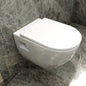 WC suspendue avec sortie horizontale sans bride avec lunette à fermeture progressive