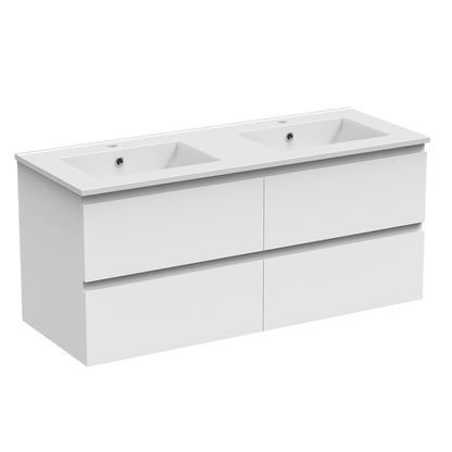 Meuble de salle de bain, Meuble de rangement avec lavabo suspendu 120cm, Blanc anthracite ou Bois Clair