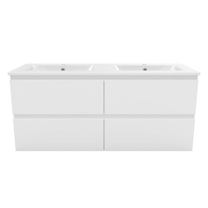 Meuble de salle de bain, Meuble de rangement avec lavabo suspendu 120cm, Blanc anthracite ou Bois Clair