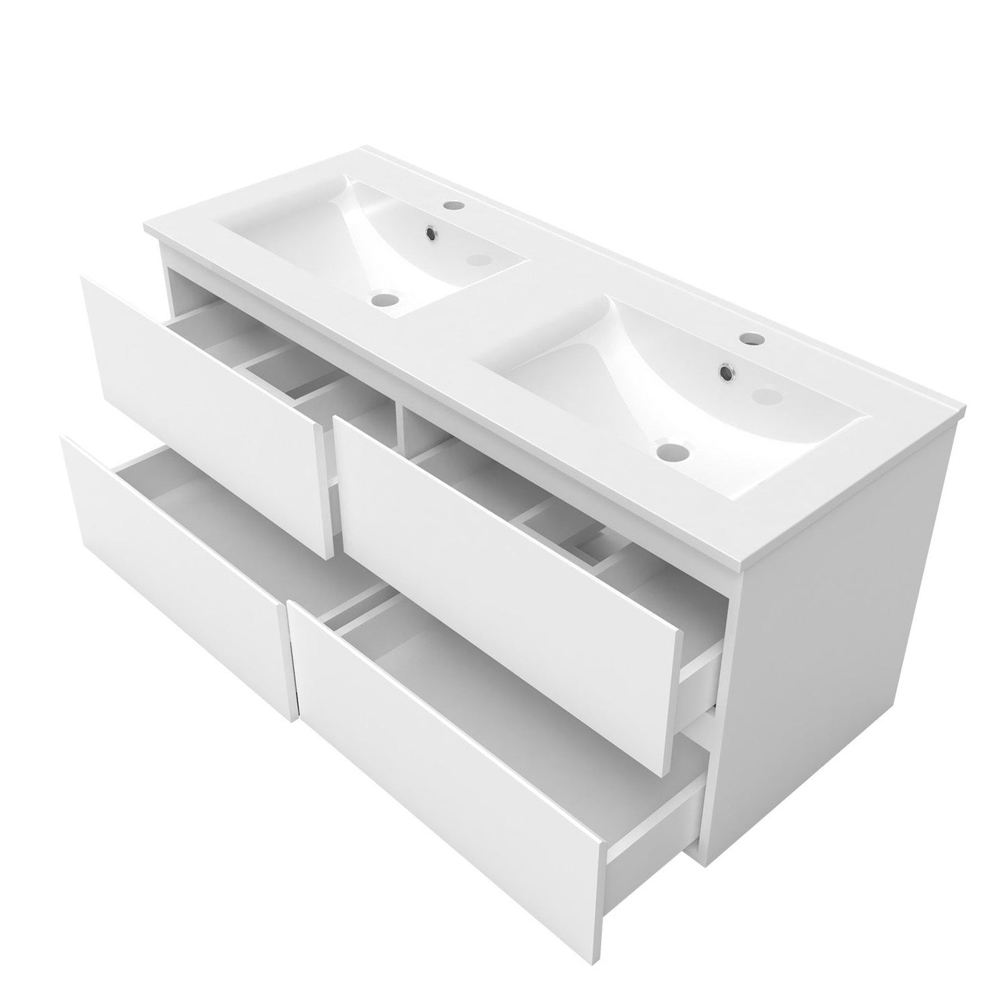 Meuble de salle de bain, Meuble de rangement avec lavabo suspendu 120cm, Blanc anthracite ou Bois Clair