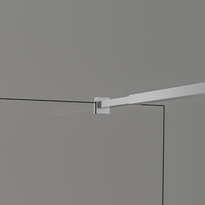 Paroi de douche en verre securit transparent avec barre de fixation extensible 73-120cm chromée