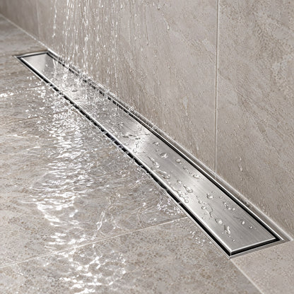 Caniveau de Douche Italienne INOX 40cm à 150cm à carreler avec grille en – détail