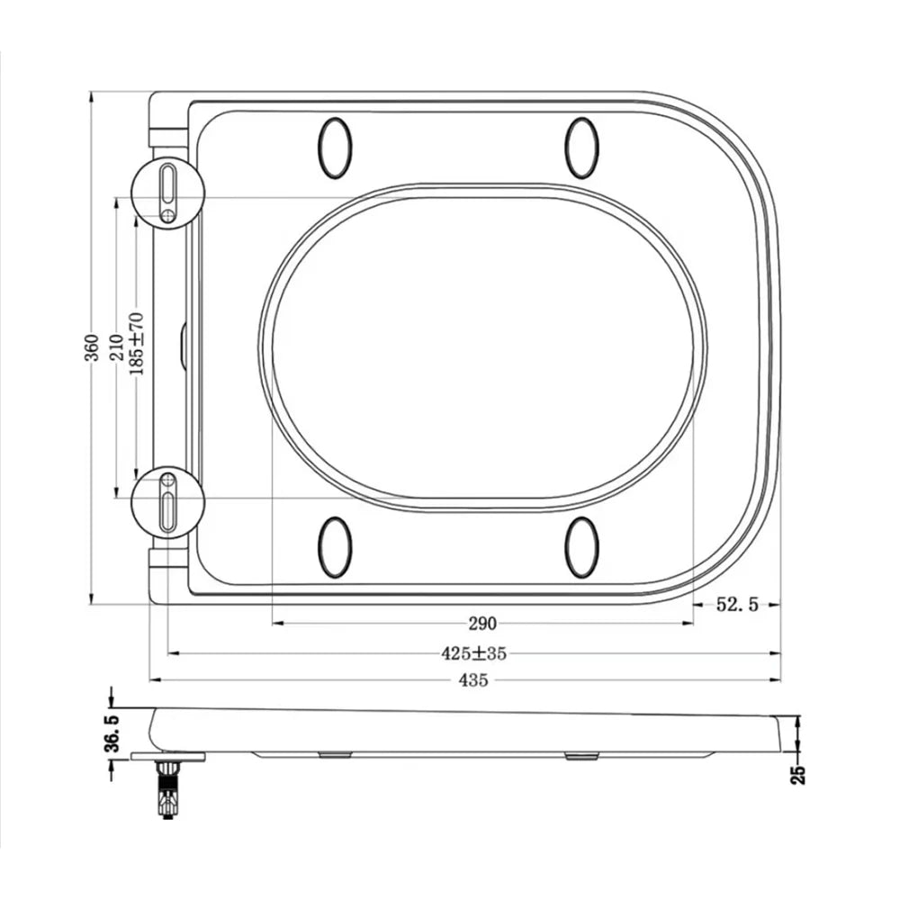 WC forme carrée à suspendre sans bride avec abattant ultra fin à fermeture SOFT CLOSE