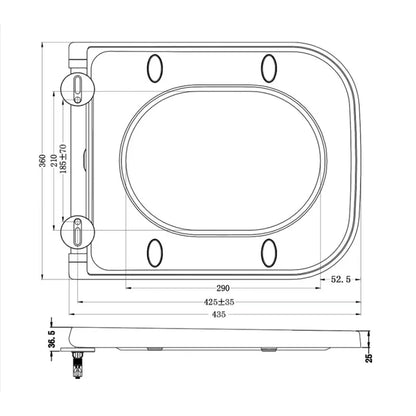 WC forme carrée à suspendre sans bride avec abattant ultra fin à fermeture SOFT CLOSE