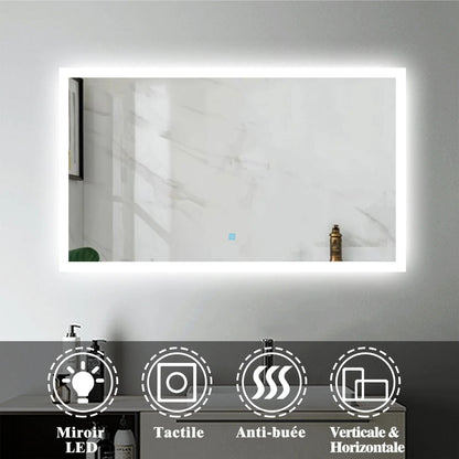 Miroir LED salle de bain avec bouton tactile