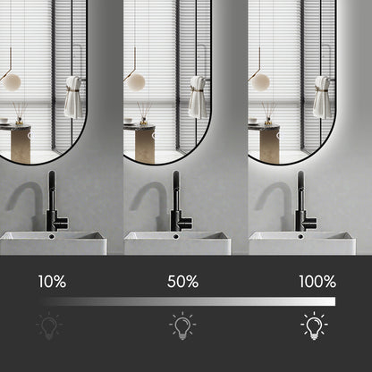 Miroir salle de bain rectangle arrondi avec éclairage d'ambiance - Lumière LED Réglable