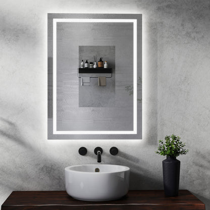 Miroir salle de bain avec éclairage LED et zone antibuée - pose verticale ou horizontale