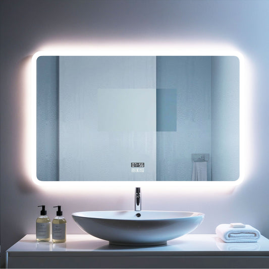 Miroir Éclairage LED avec Horloge et Hauts parleurs Bluetooth intégrés - vue 2