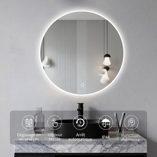 Miroir Rond antibuée avec lumière LED pour maquillage - Adapté salle de bain - vue 2