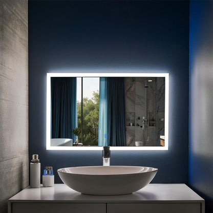 Miroir LED pour salle de bain avec bouton tactile - pose verticale ou horizontale