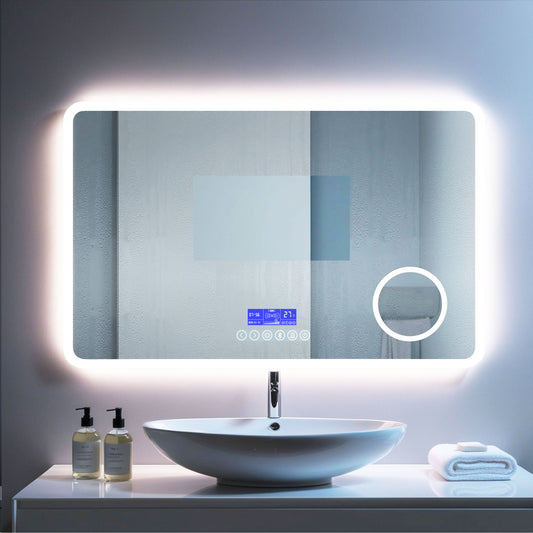 Miroir éclairage LED avec zone grossissante X3 pour maquillage et hauts parleurs Bluetooth - vue 2