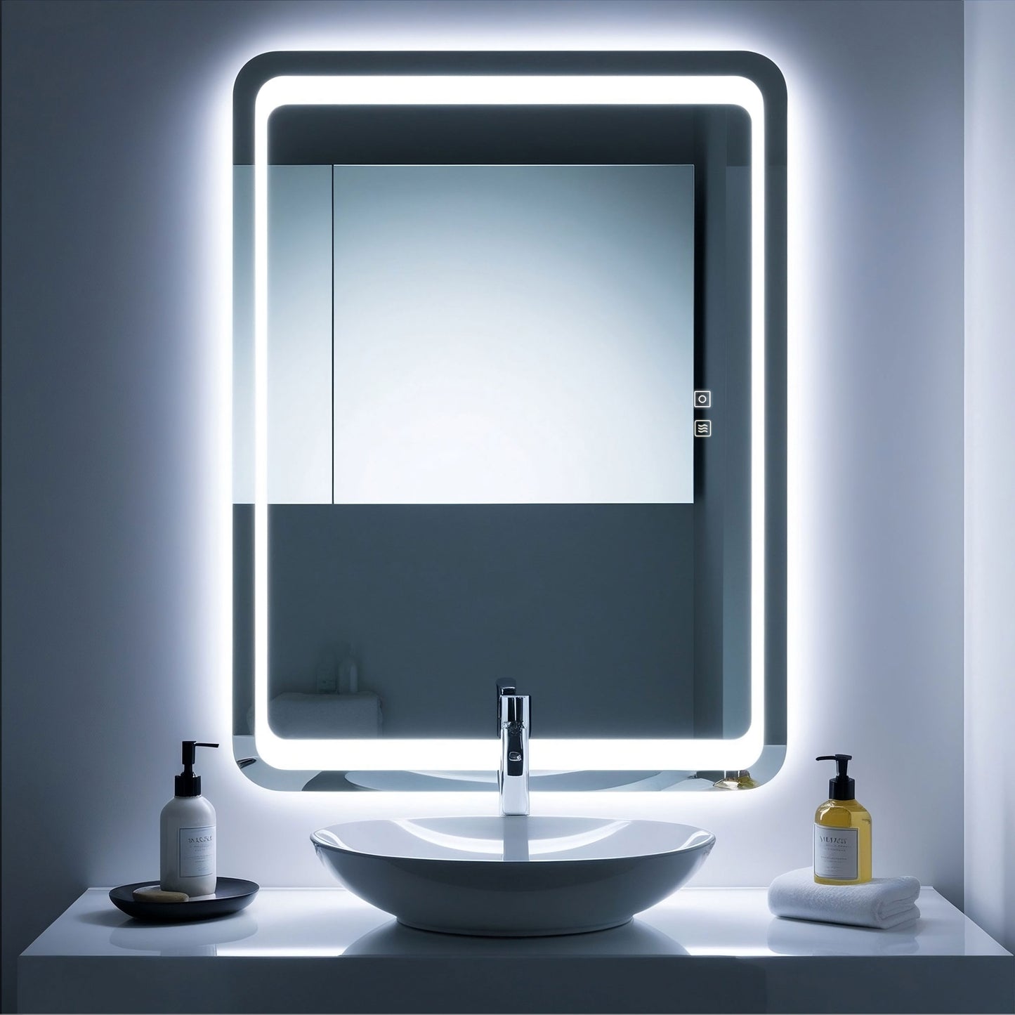 Miroir Salle de bain antibuée rectangulaire avec luminosité 6000K luminosité réglable