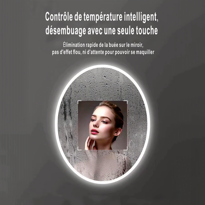 Miroir Oval avec éclairage LED pour salle de bain lumière réglable