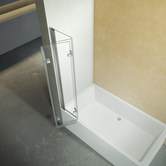 Pare-baignoire accordéon à 3 volets en verre 6 mm clair 130x140 - vue 2