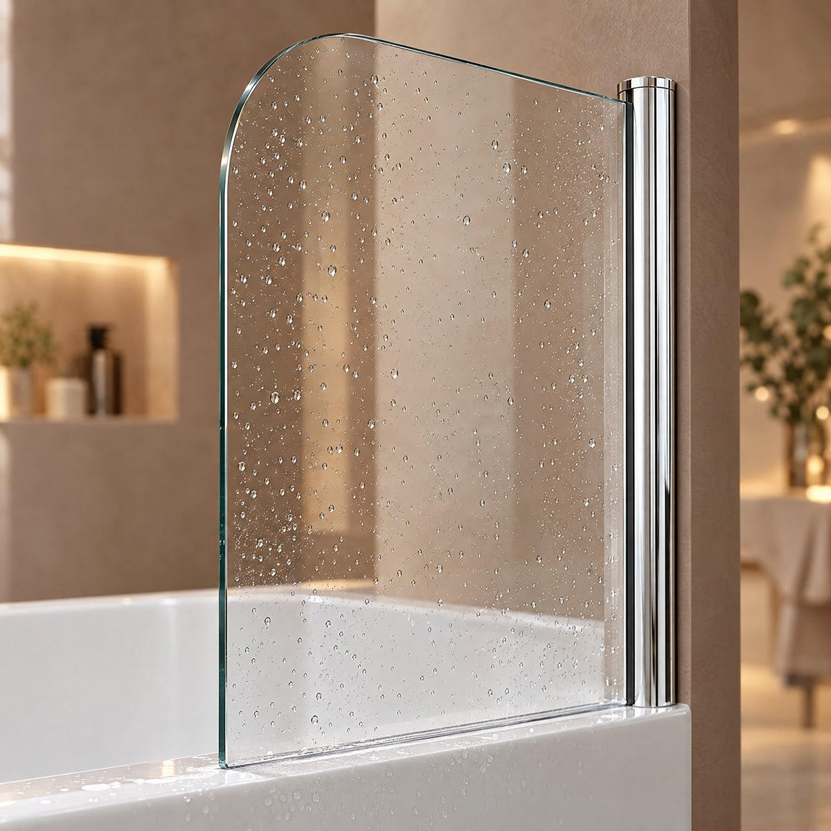 Pare-baignoire anticalcaire des deux faces en verre trempé 5 mm clair – détail