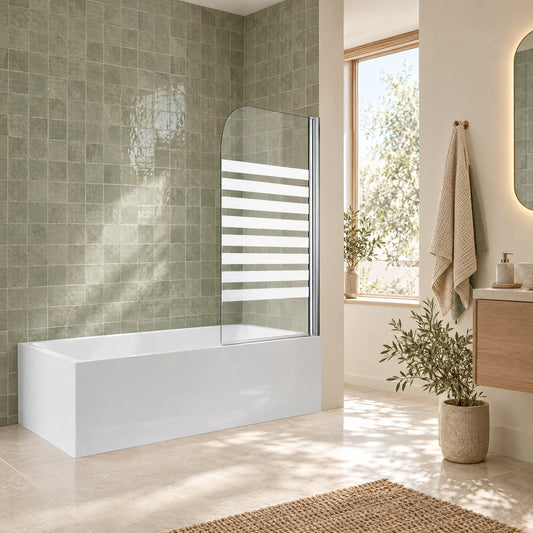 Pare-baignoire pivotant en verre trempé 6mm sablé anticalcaire – mise en situation