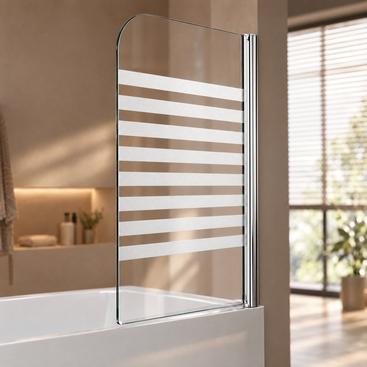 Pare-baignoire pivotant en verre trempé 6mm sablé anticalcaire – détail