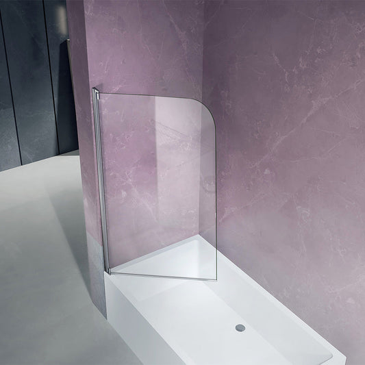 Pare-baignoire en verre transparent trempé 4 mm porte pivotante Hauteur 130 cm - vue 2