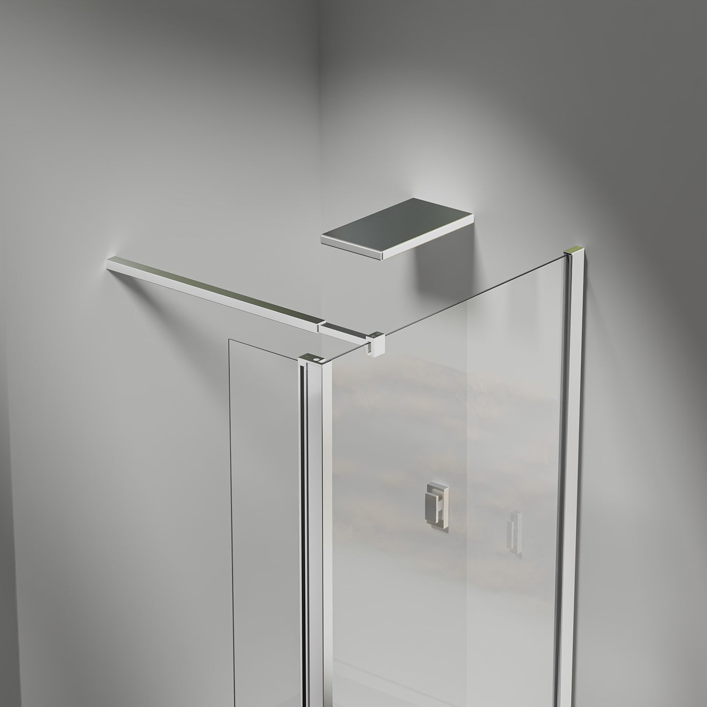 Paroi de douche avec volet pivotant – Barre de fixation réglable 73–120 cm – Finitions aluminium chromé brillant