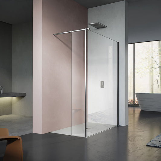Paroi de douche et volet fixe 90° en verre transparent anticalcaire 8mm - vue 2