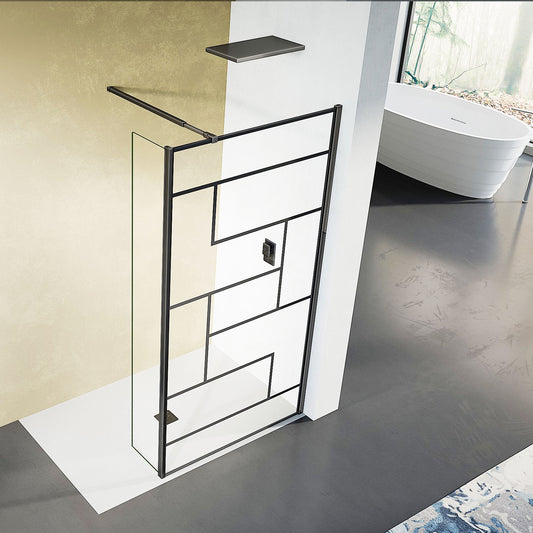 Paroi de douche sérigraphiée avec volet pivotant – vue d'ensemble avec volet ouvert