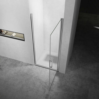 Porte de douche pivotante en verre clair securit 6 mm accessoires en aluminium chromé