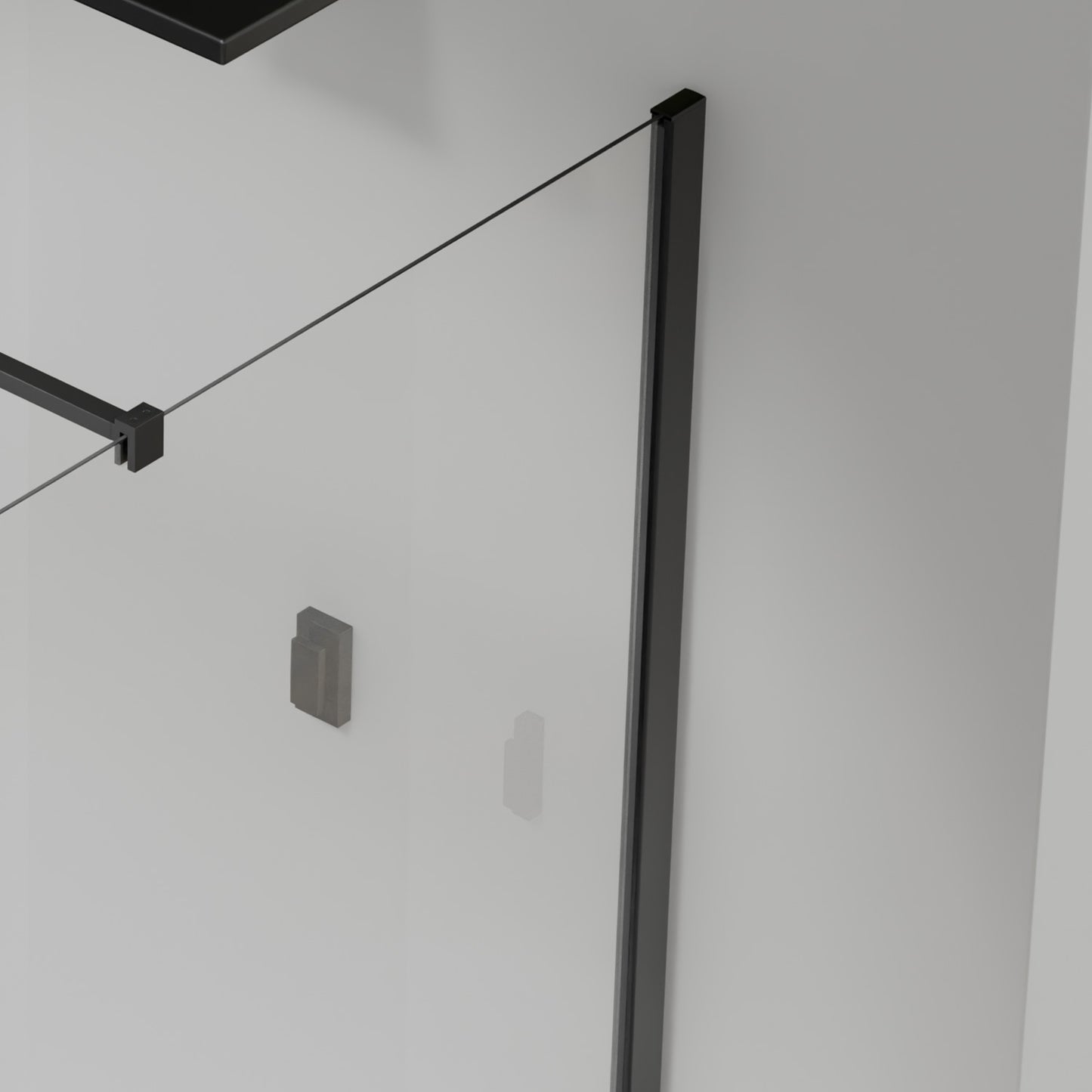 Paroi de douche en verre securit transparent avec barre de fixation extensible 73-120cm noir mat