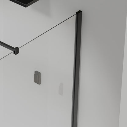 Paroi de douche en verre securit transparent avec barre de fixation extensible 73-120cm noir mat