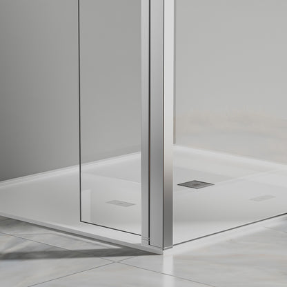 Paroi de douche avec volet pivotant – Barre de fixation réglable 73–120 cm – Finitions aluminium chromé brillant