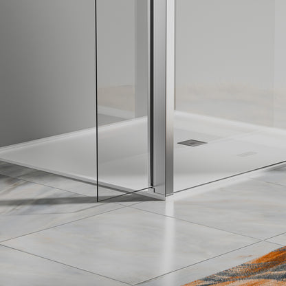 Paroi de douche avec volet pivotant – Barre de fixation réglable 73–120 cm – Finitions aluminium chromé brillant