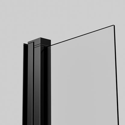Paroi de douche avec volet pivotant – Barre de fixation extensible 73-120 cm – Aluminium noir mat